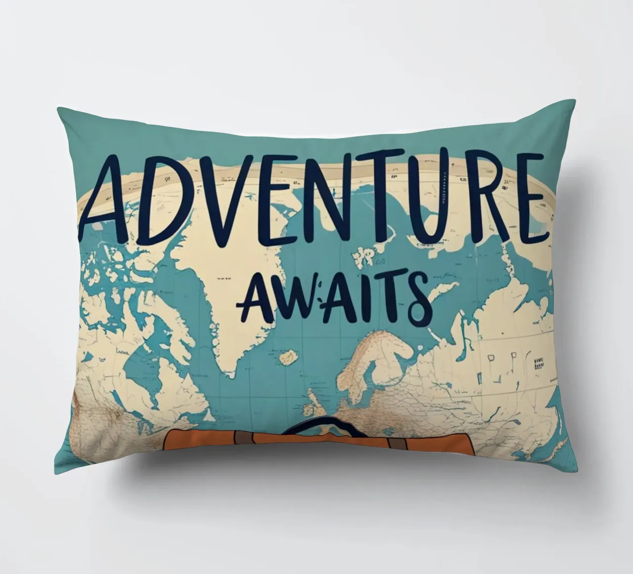 L'avventura vi aspetta con l'attrezzatura e la mappa del mondo cuscino da DesignDoodle