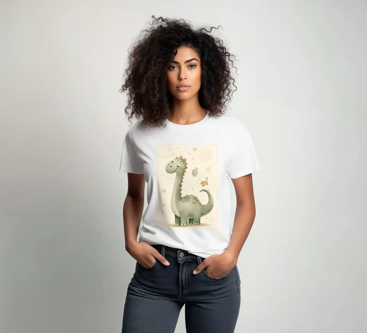 Mignon dinosaure vert avec formes abstraites t-shirt de DesignDoodle