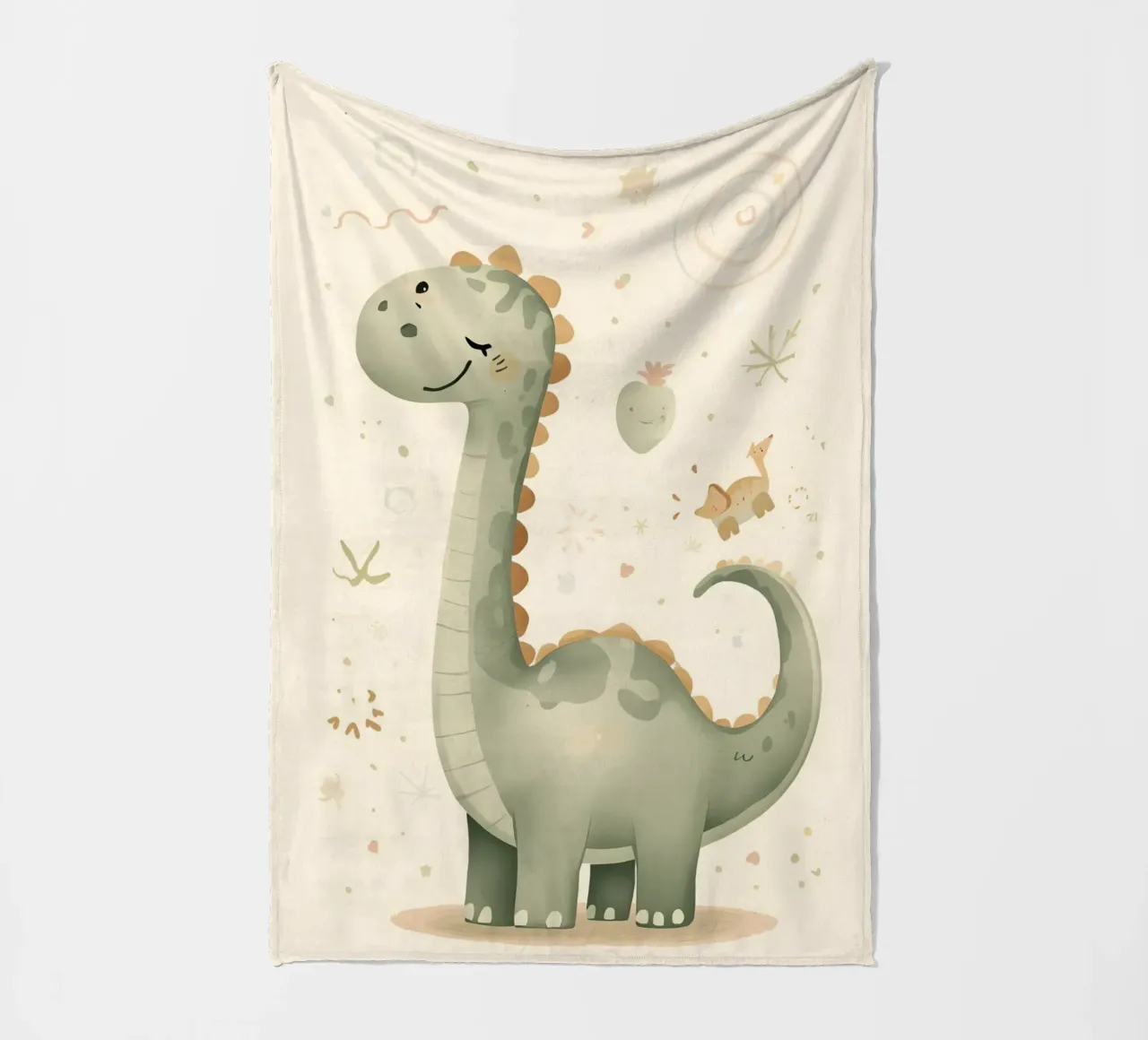 Simpatico dinosauro verde con forme astratte coperta in pile da DesignDoodle