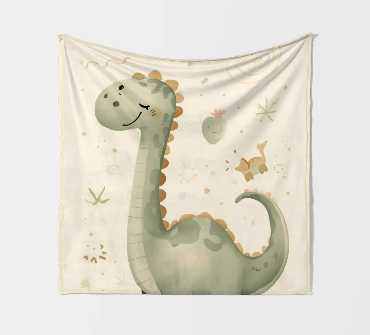 Simpatico dinosauro verde con forme astratte coperta in pile da DesignDoodle