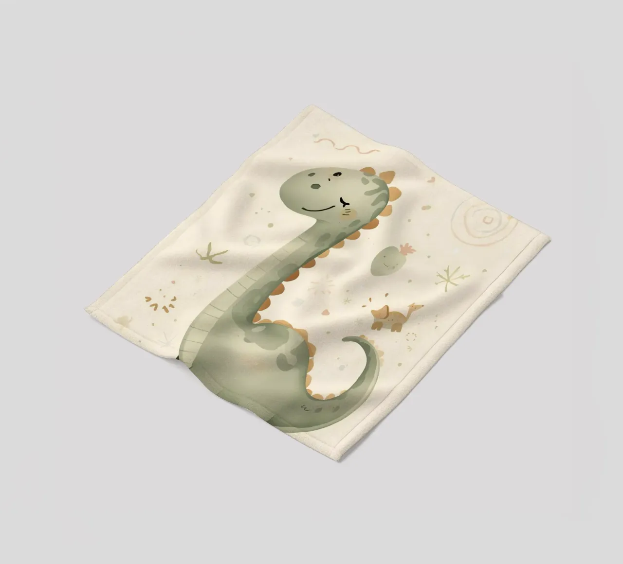 Simpatico dinosauro verde con forme astratte coperta in pile da DesignDoodle