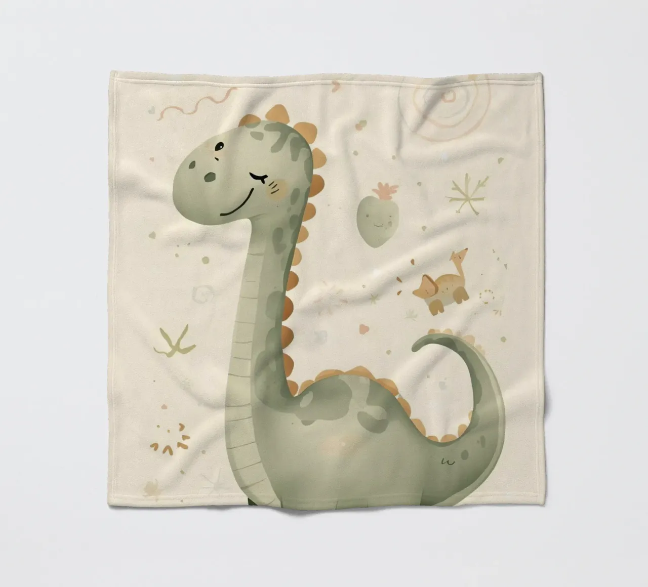 Simpatico dinosauro verde con forme astratte coperta in pile da DesignDoodle