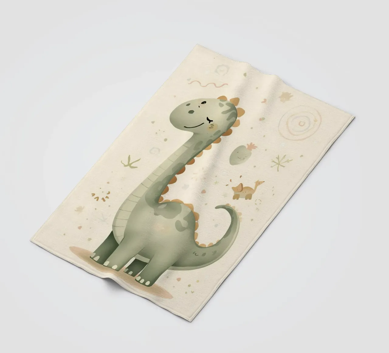 Simpatico dinosauro verde con forme astratte coperta in pile da DesignDoodle