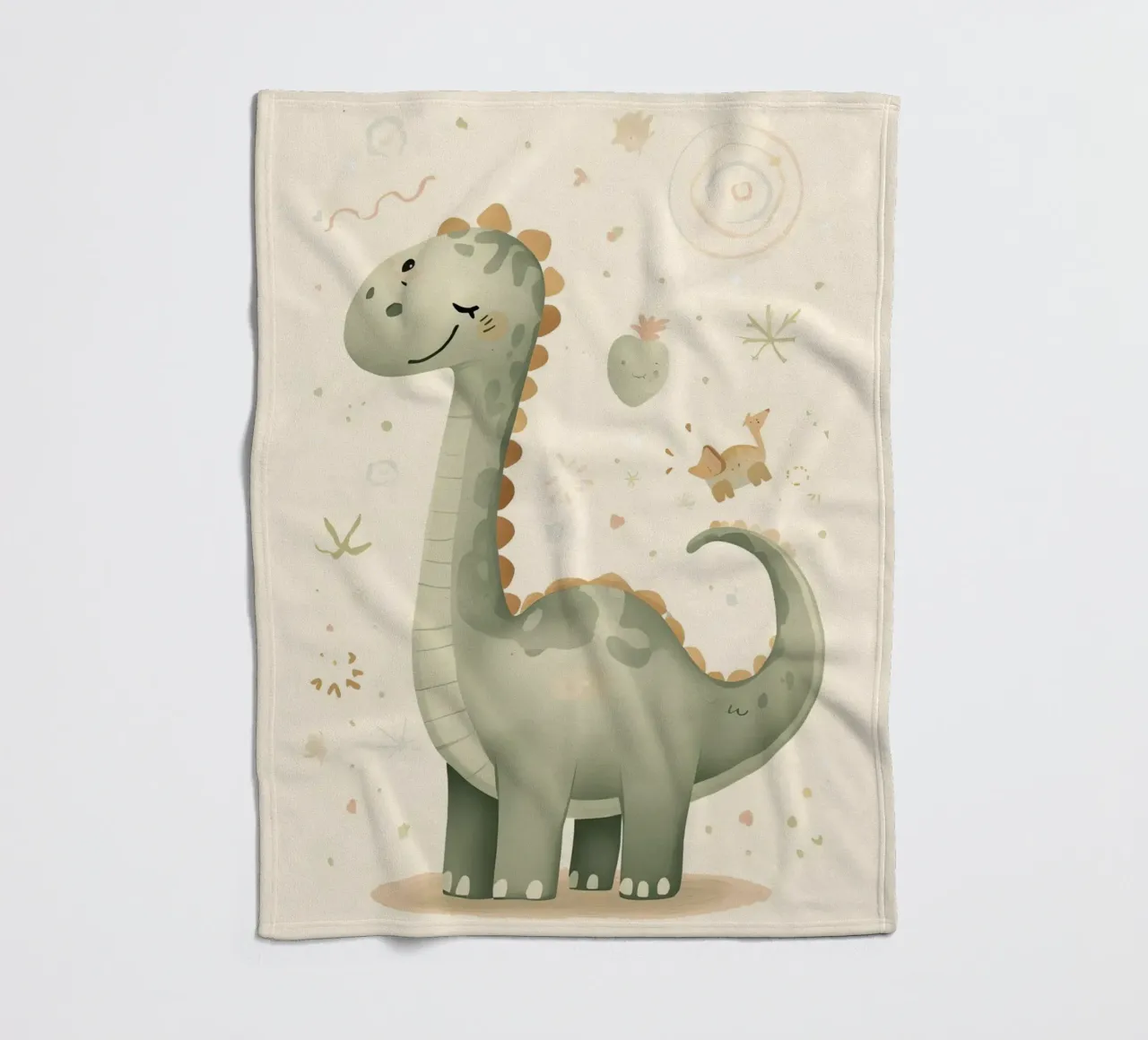 Simpatico dinosauro verde con forme astratte coperta in pile da DesignDoodle