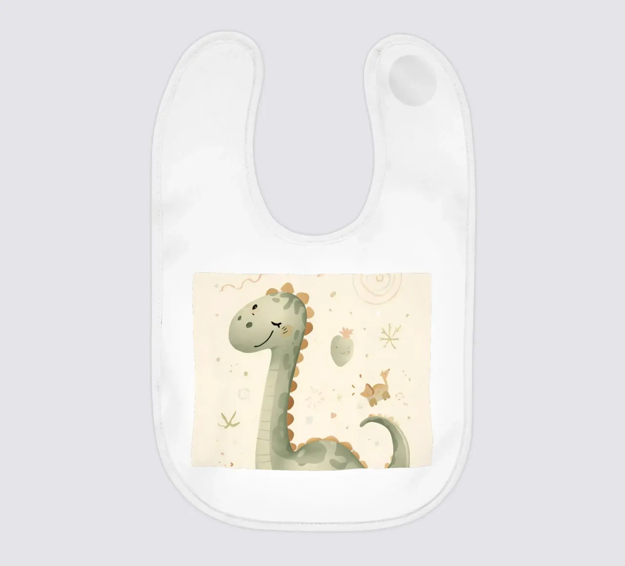 Simpatico dinosauro verde con forme astratte bavaglino da DesignDoodle