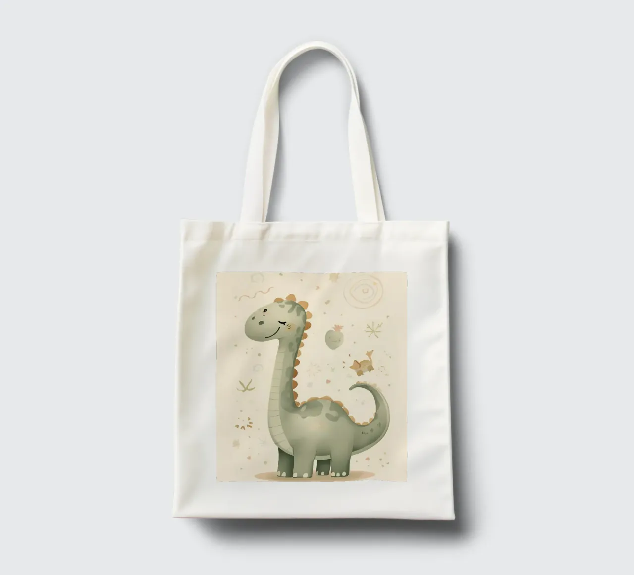 Simpatico dinosauro verde con forme astratte borsa in juta da DesignDoodle