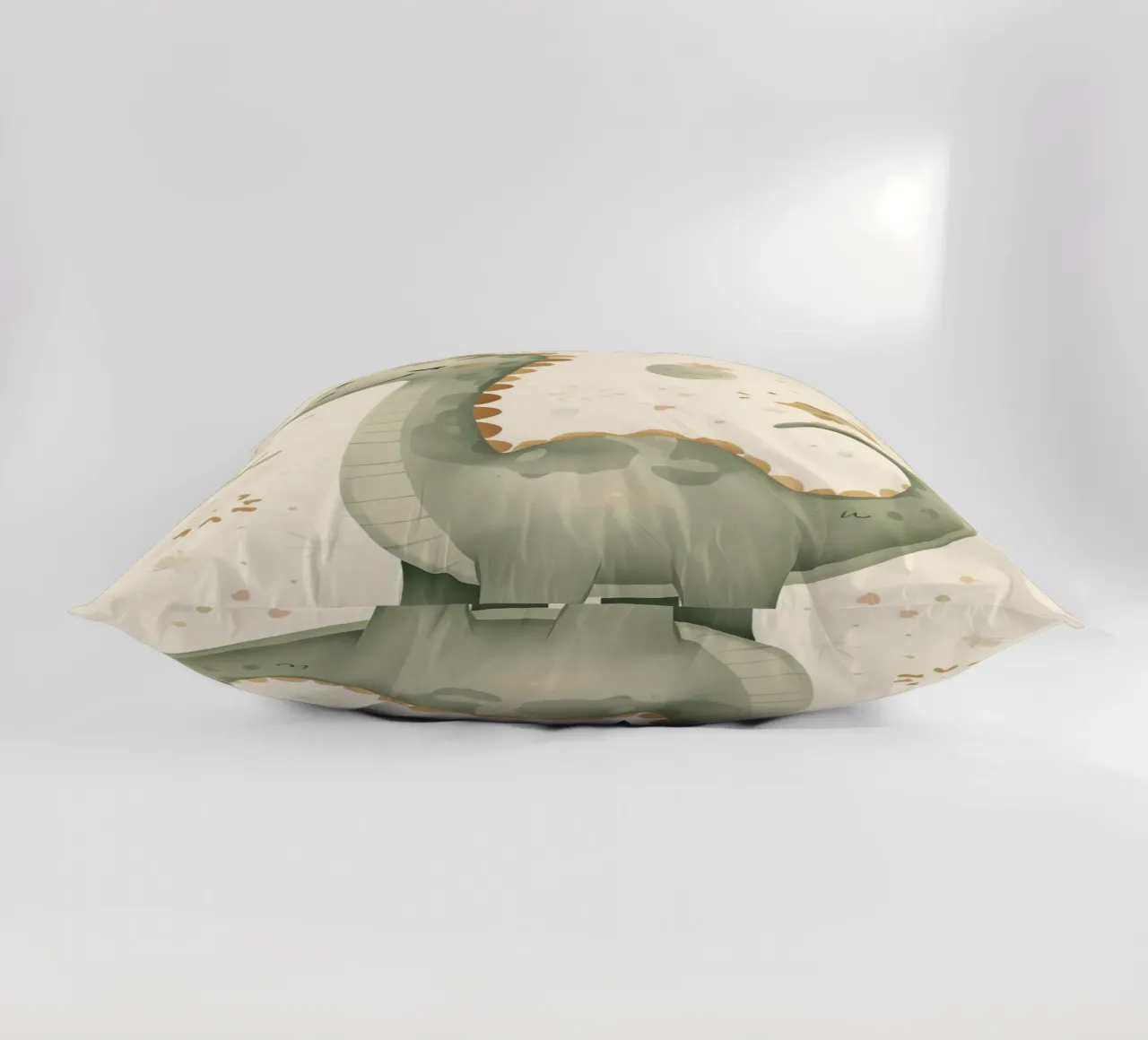 Simpatico dinosauro verde con forme astratte cuscino da DesignDoodle