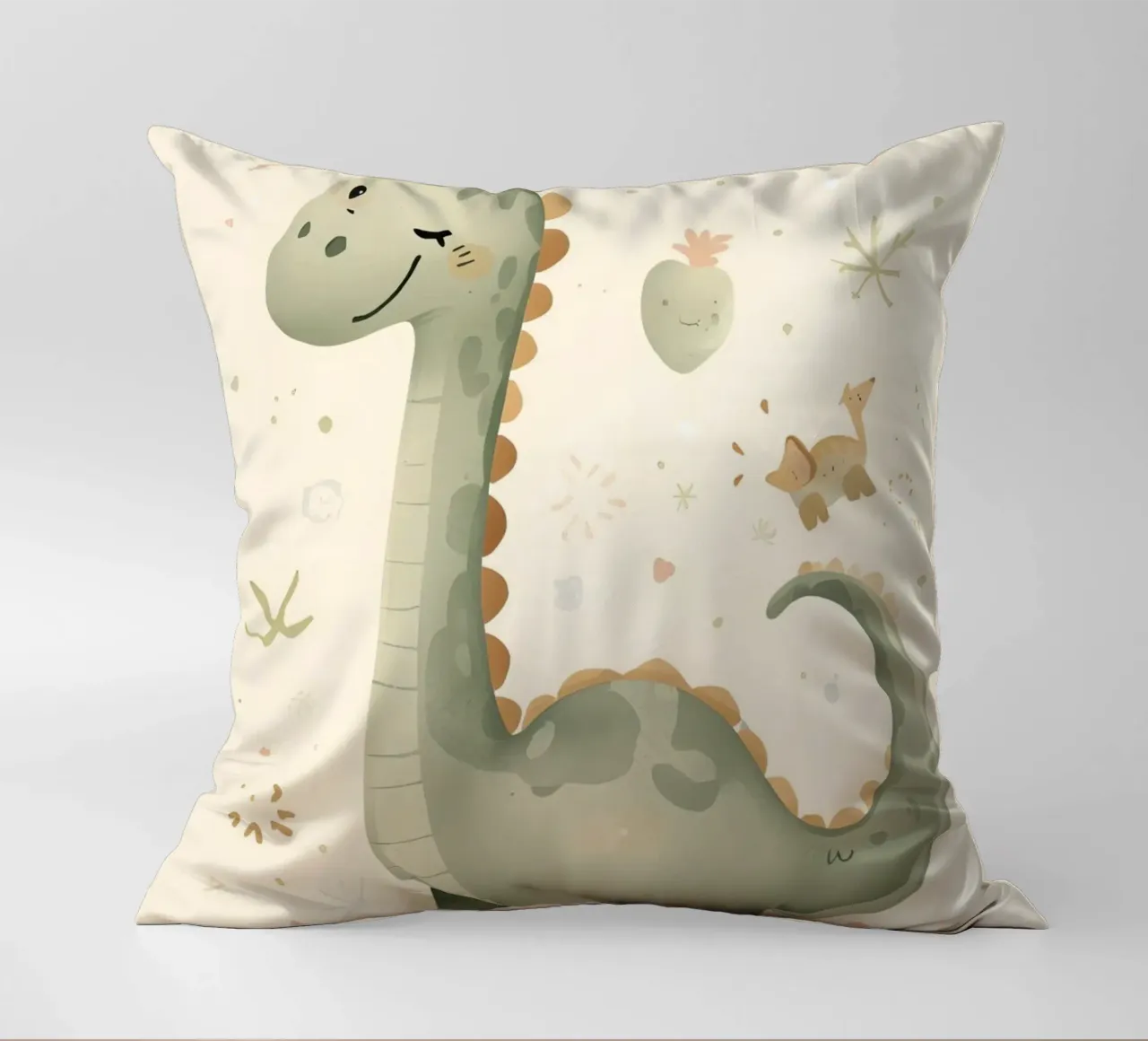 Simpatico dinosauro verde con forme astratte cuscino da DesignDoodle