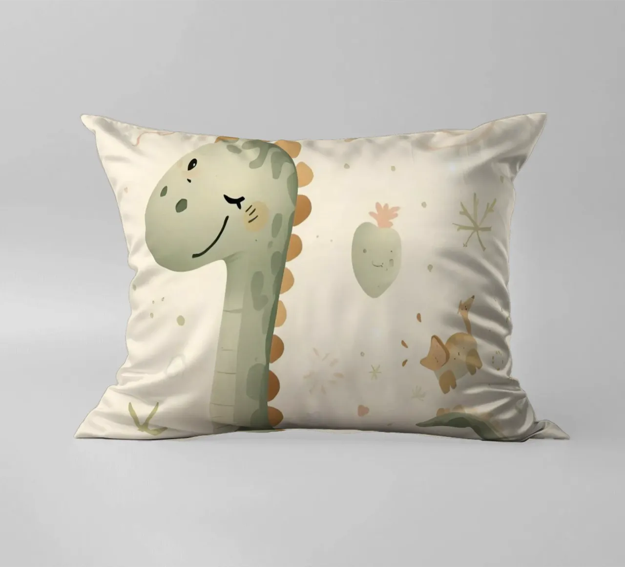 Simpatico dinosauro verde con forme astratte cuscino da DesignDoodle