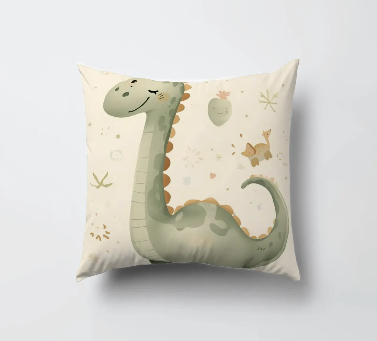Simpatico dinosauro verde con forme astratte cuscino da DesignDoodle