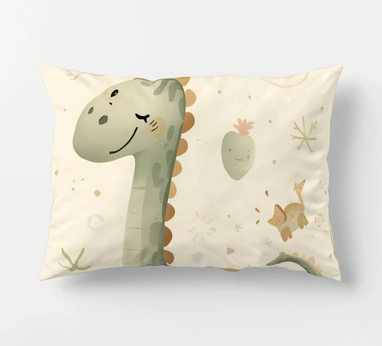 Simpatico dinosauro verde con forme astratte cuscino da DesignDoodle