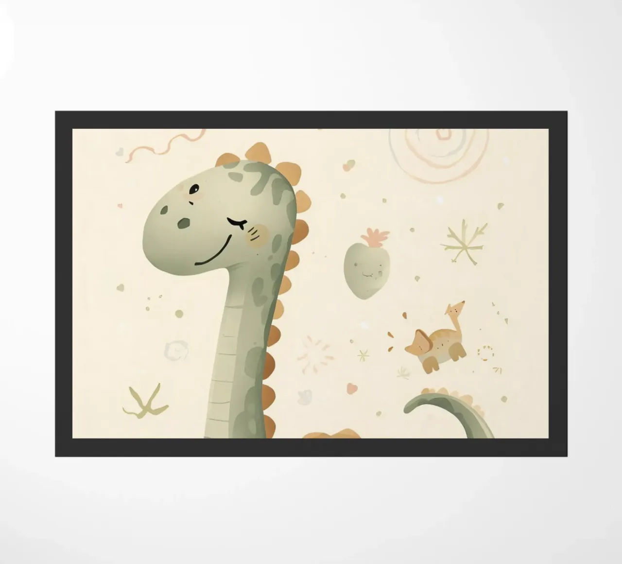 Simpatico dinosauro verde con forme astratte zerbino da DesignDoodle