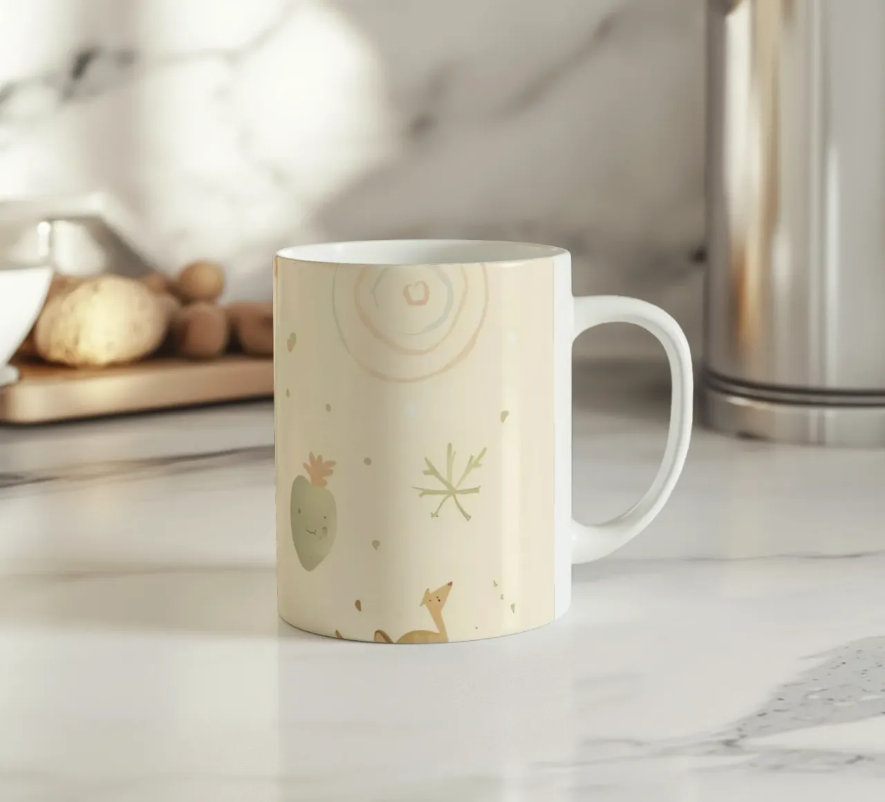 Simpatico dinosauro verde con forme astratte tazza in ceramica da DesignDoodle