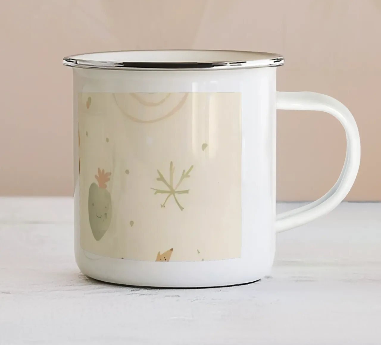 Simpatico dinosauro verde con forme astratte tazza in smalto da DesignDoodle