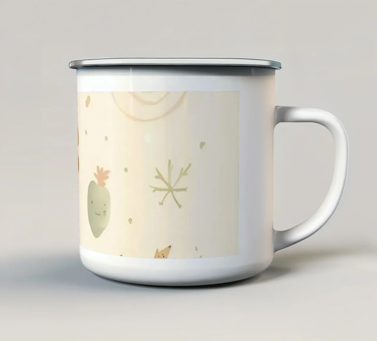 Simpatico dinosauro verde con forme astratte tazza in smalto da DesignDoodle