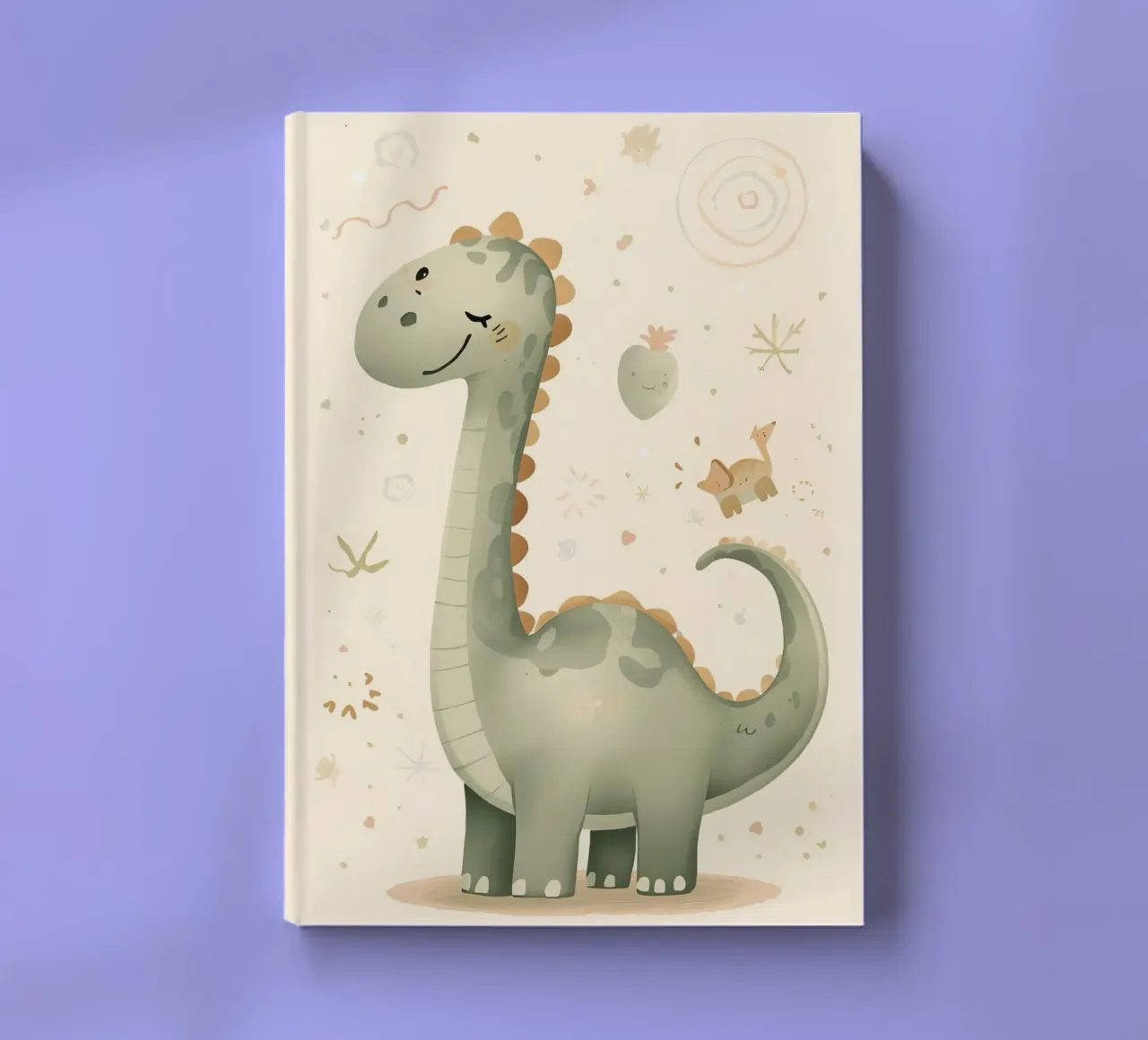 Simpatico dinosauro verde con forme astratte diario da DesignDoodle