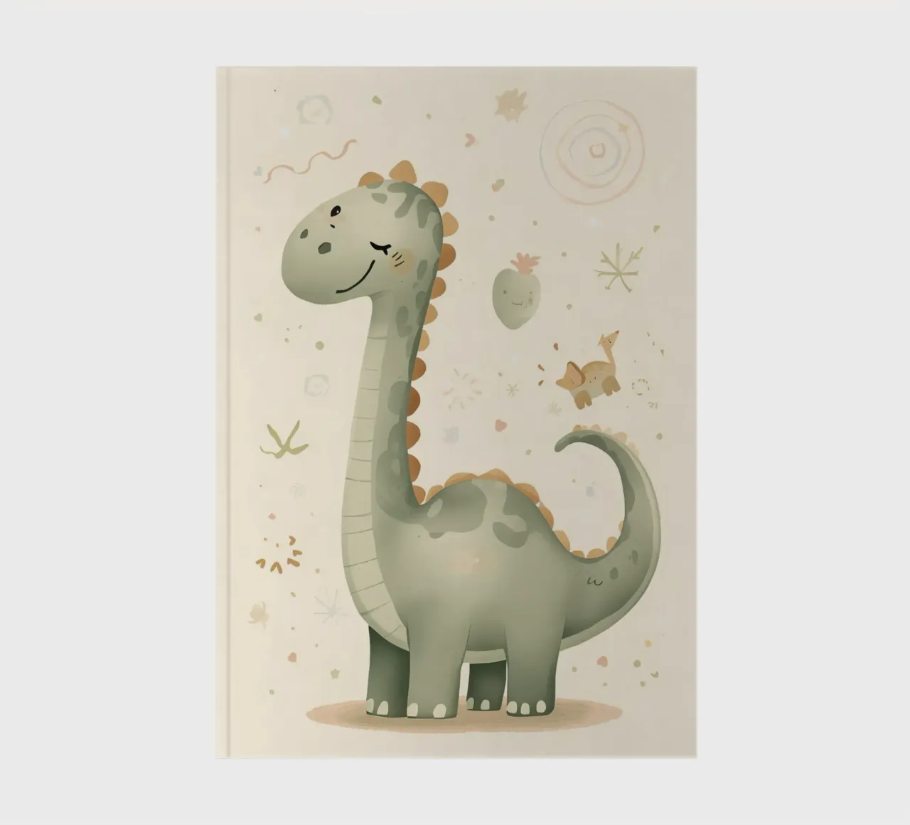 Simpatico dinosauro verde con forme astratte diario da DesignDoodle