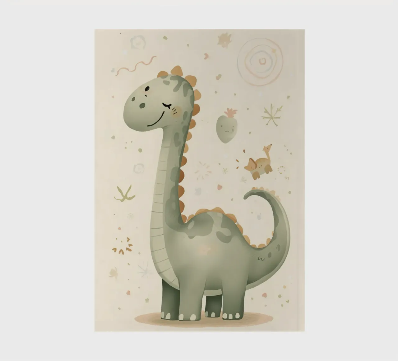 Simpatico dinosauro verde con forme astratte diario da DesignDoodle