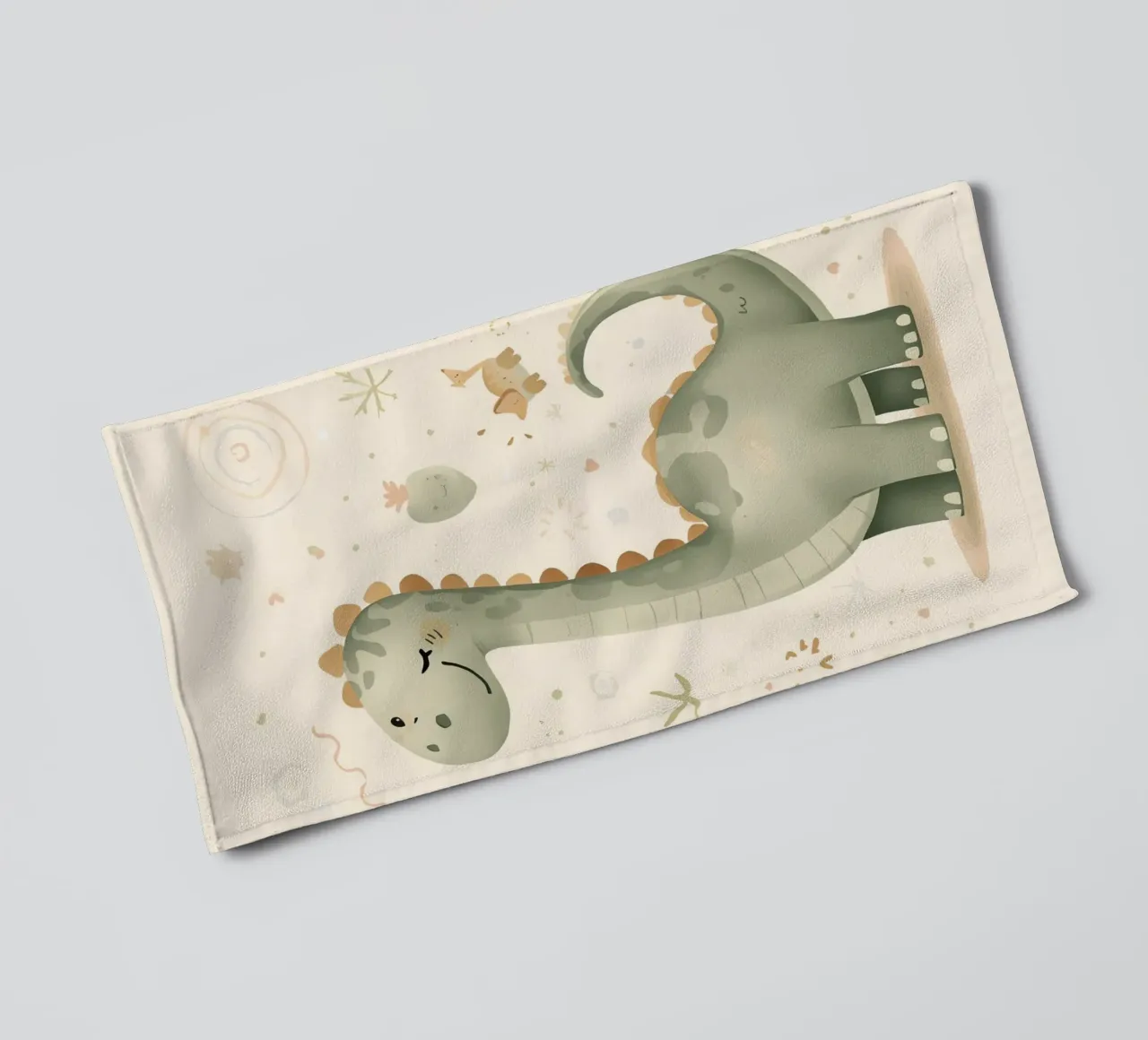 Simpatico dinosauro verde con forme astratte asciugamano da bagno da DesignDoodle
