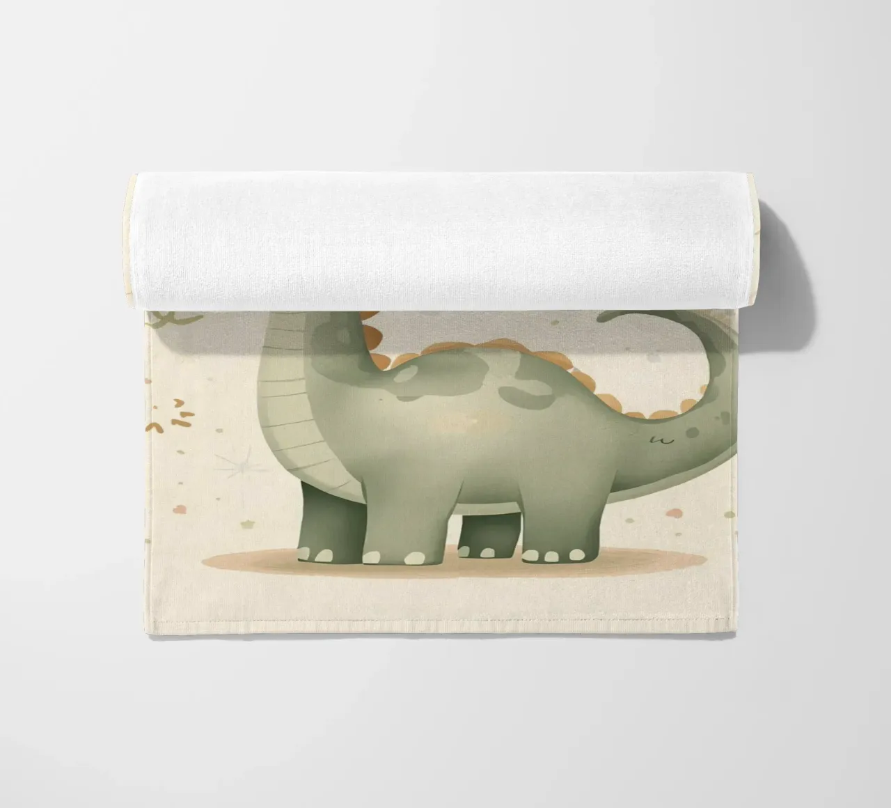 Simpatico dinosauro verde con forme astratte telo mare da DesignDoodle