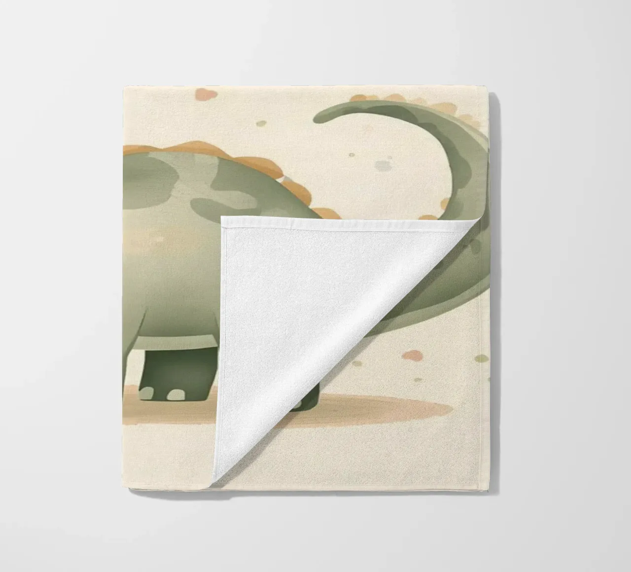 Simpatico dinosauro verde con forme astratte telo mare da DesignDoodle
