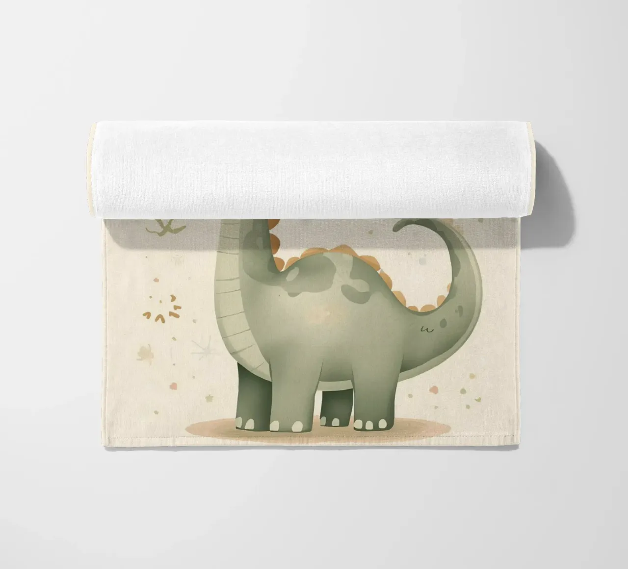Simpatico dinosauro verde con forme astratte telo mare da DesignDoodle