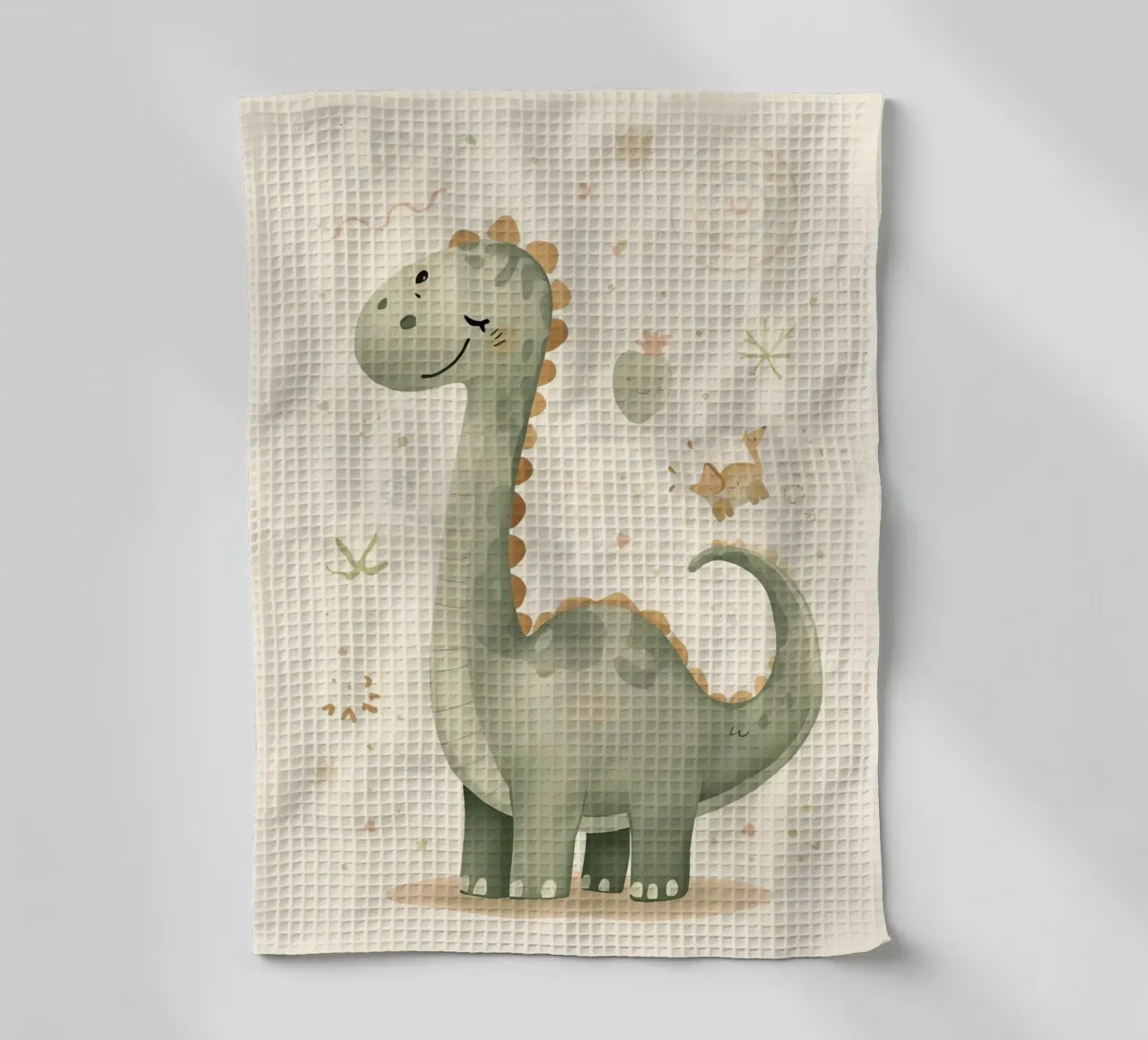 Mignon dinosaure vert avec formes abstraites torchon de DesignDoodle