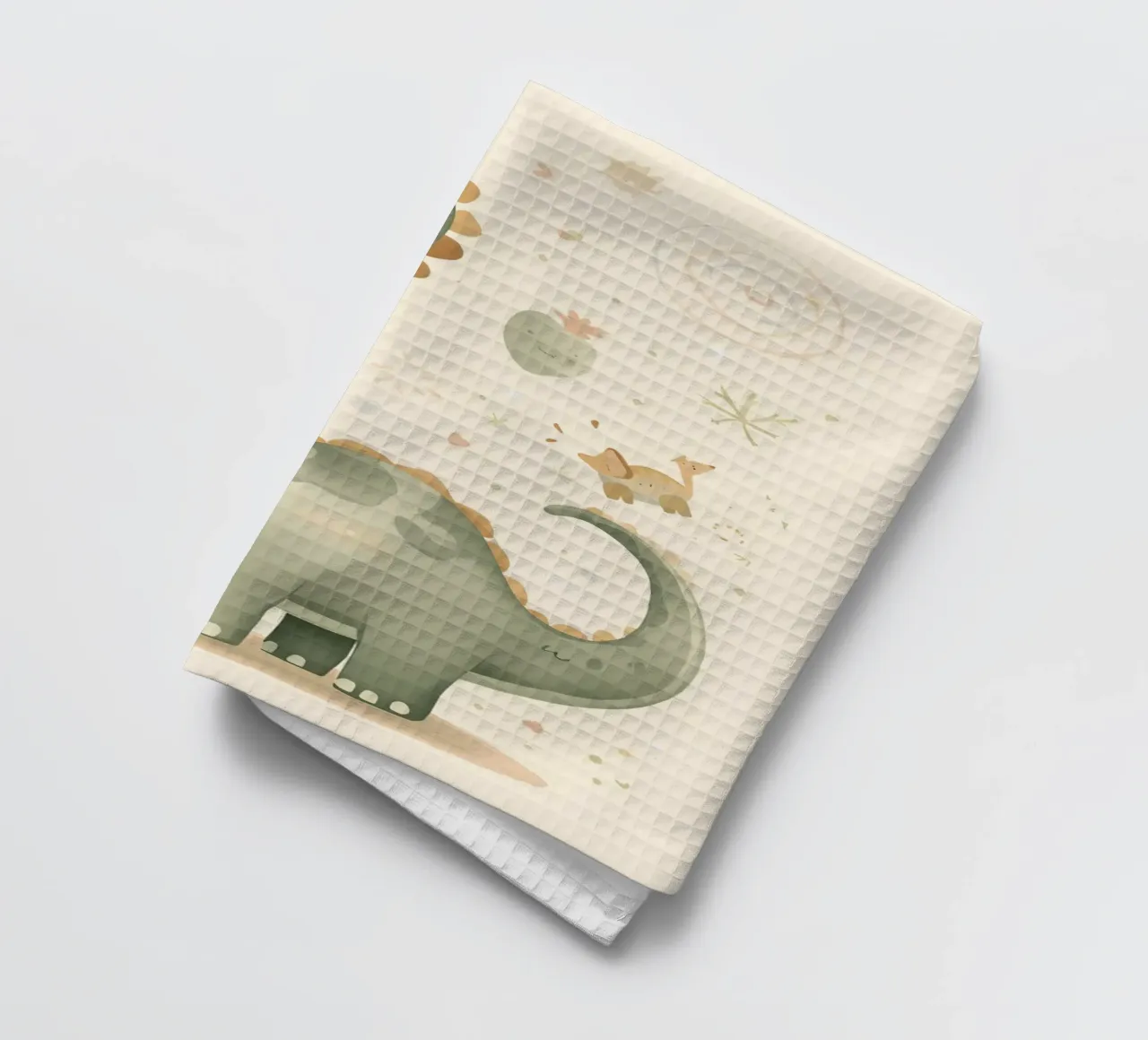 Mignon dinosaure vert avec formes abstraites torchon de DesignDoodle