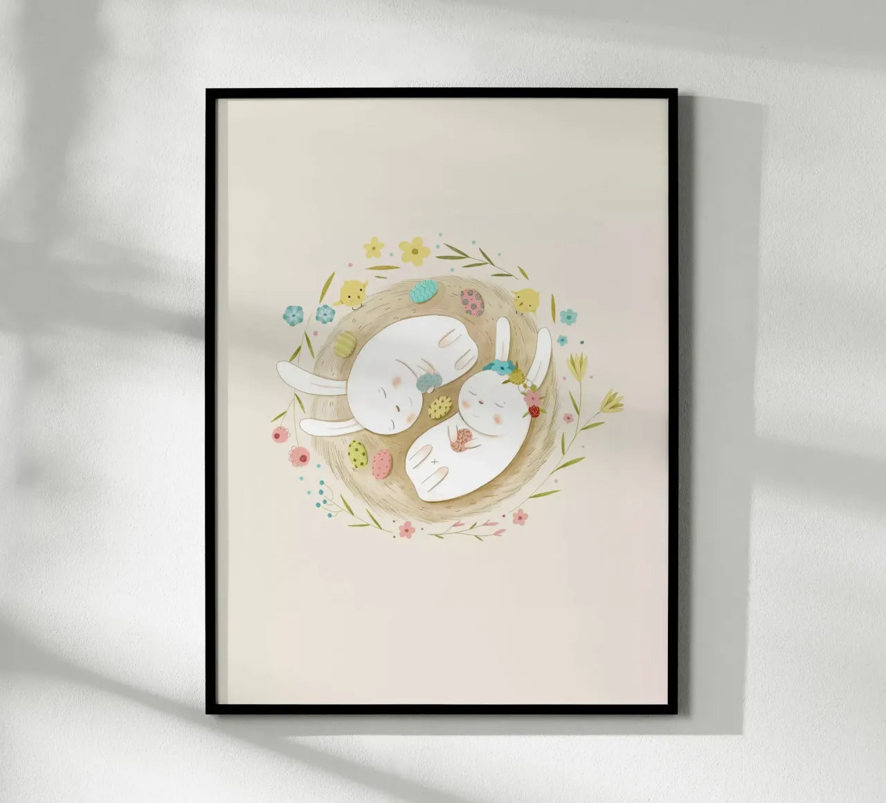 Judith Loske - Zwei schlafende Hasen poster con telaio in alluminio da The Artcircle