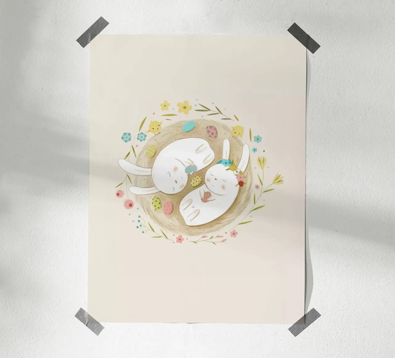 Judith Loske - Zwei schlafende Hasen poster con telaio in alluminio da The Artcircle