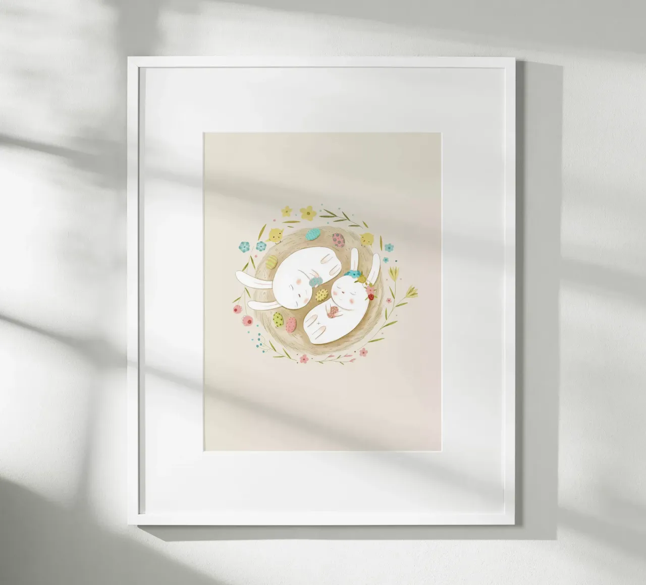 Judith Loske - Zwei schlafende Hasen poster con telaio in alluminio da The Artcircle