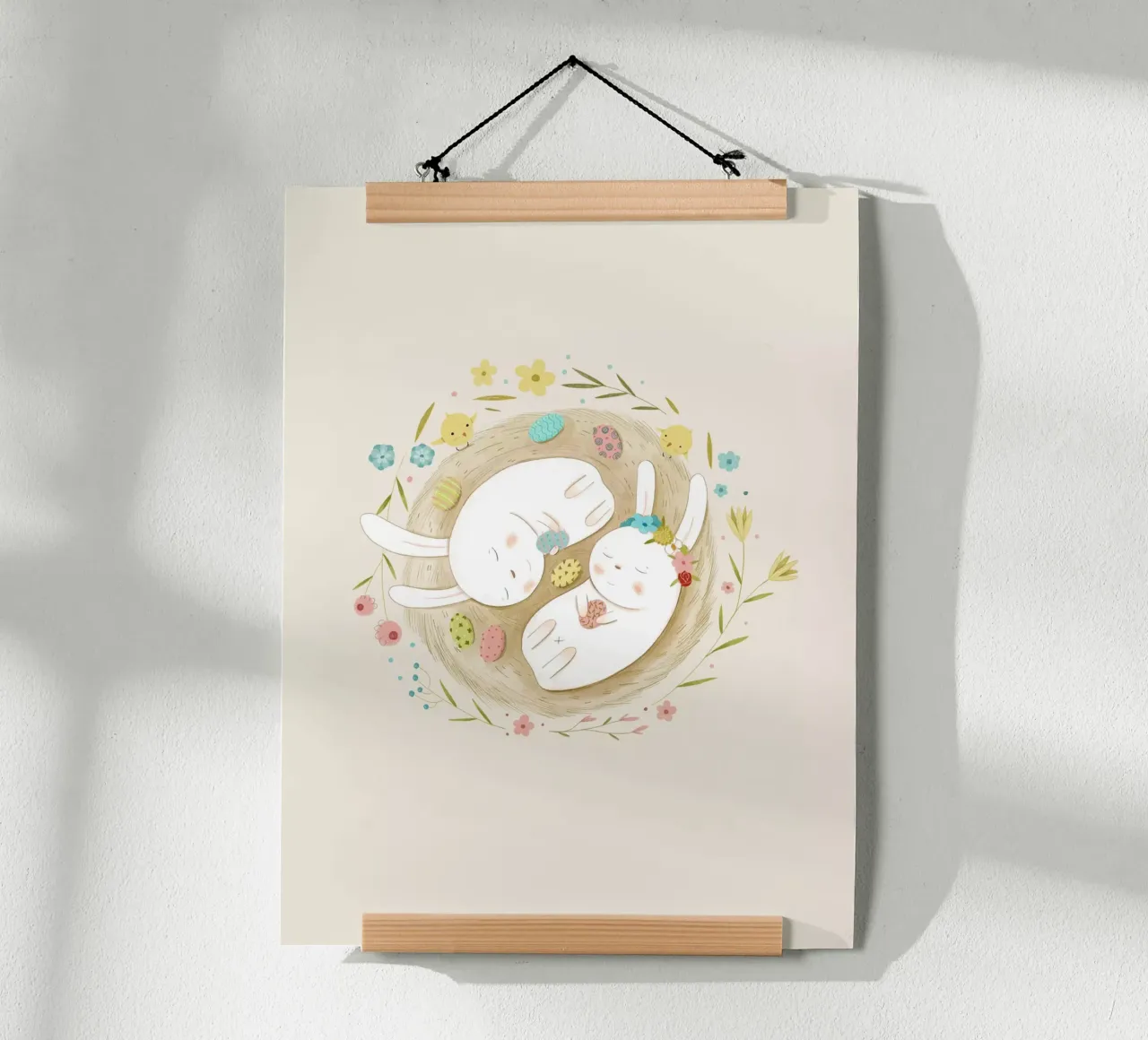 Judith Loske - Zwei schlafende Hasen poster con telaio in alluminio da The Artcircle
