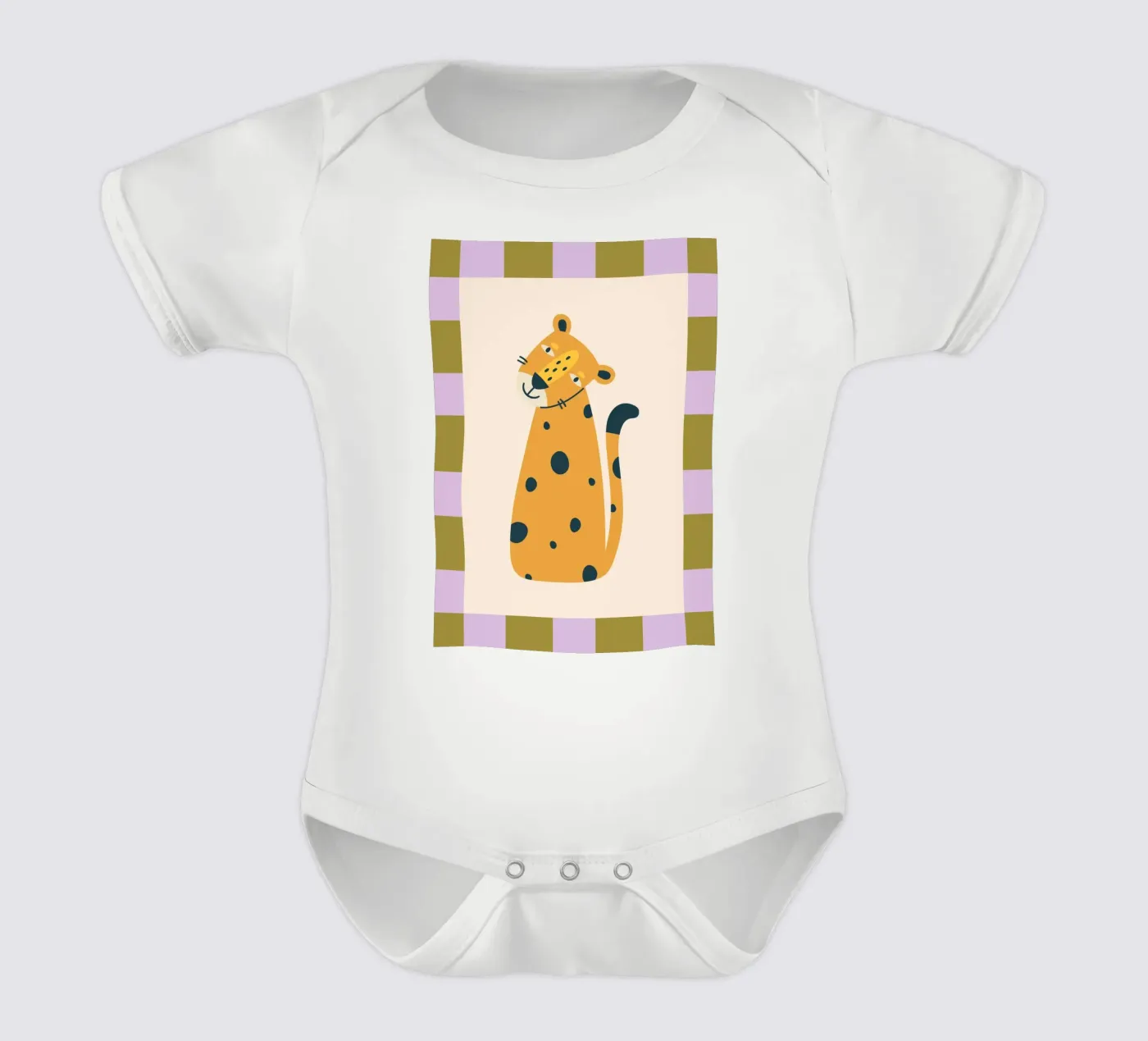 Leopard babyrompertje korte mouwen van PurePeachKids