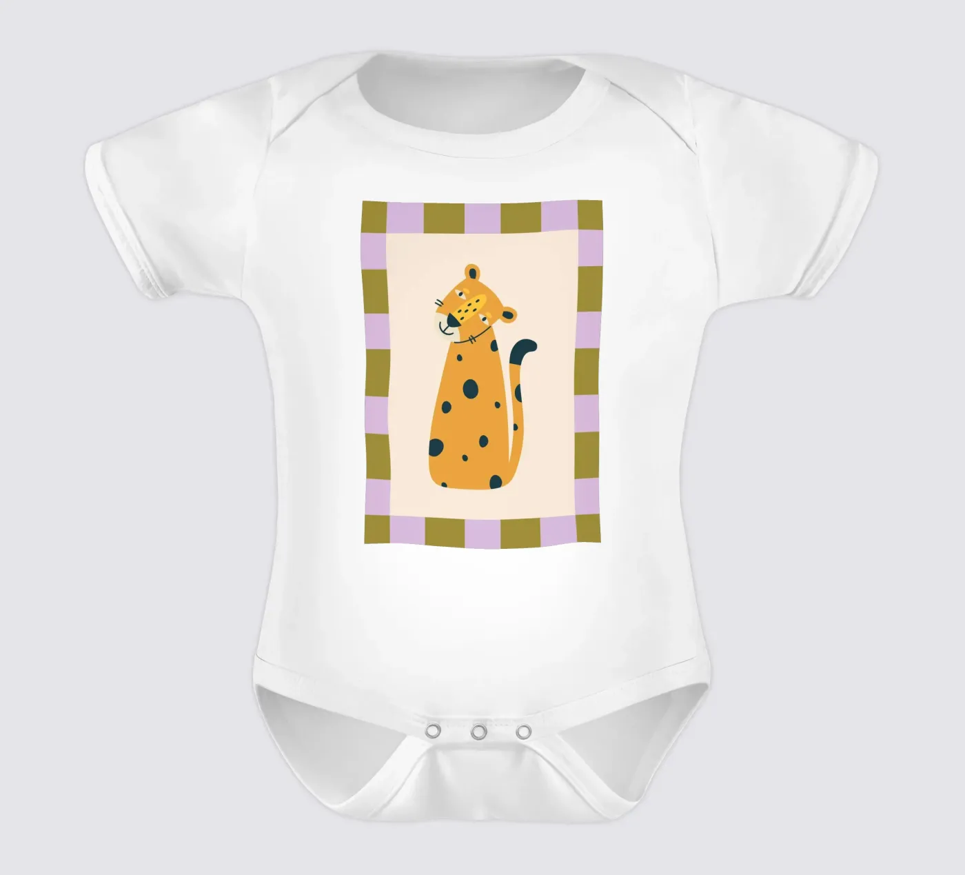 Leopard babyrompertje korte mouwen van PurePeachKids