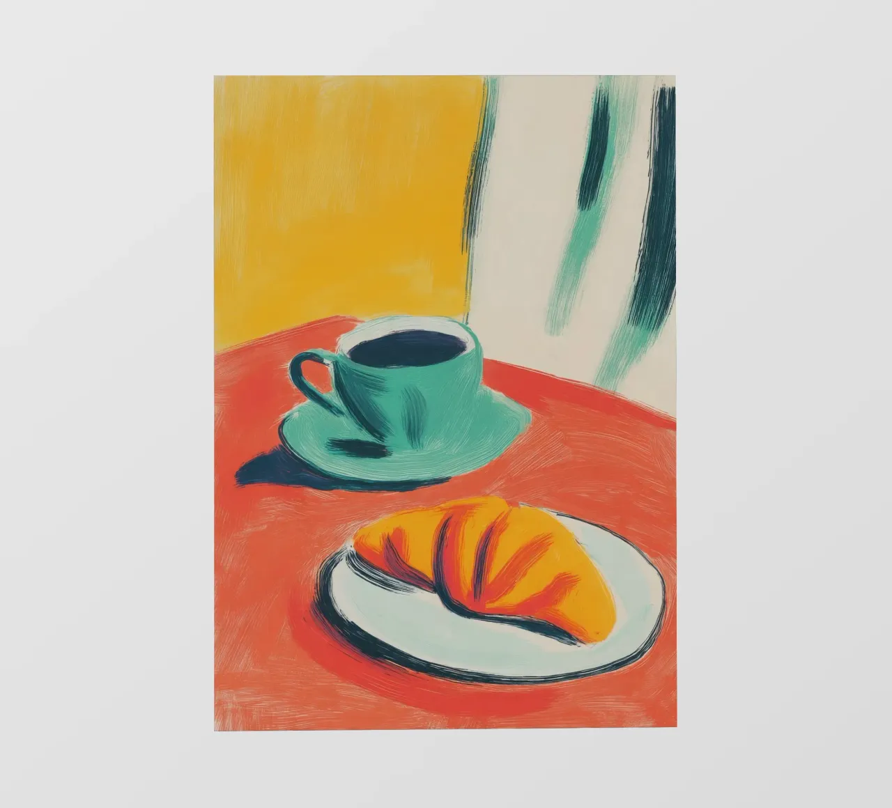 Tazza astratta con croissant telo in pvc da Vivid Narratives