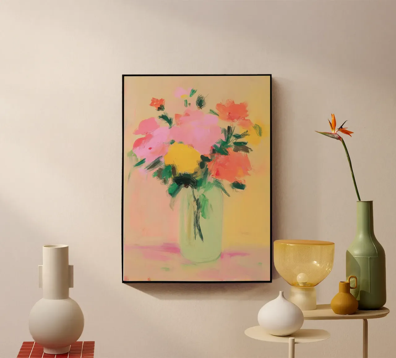 Fiori colorati in un vaso verde chiaro plexiglass da Bright Horizons