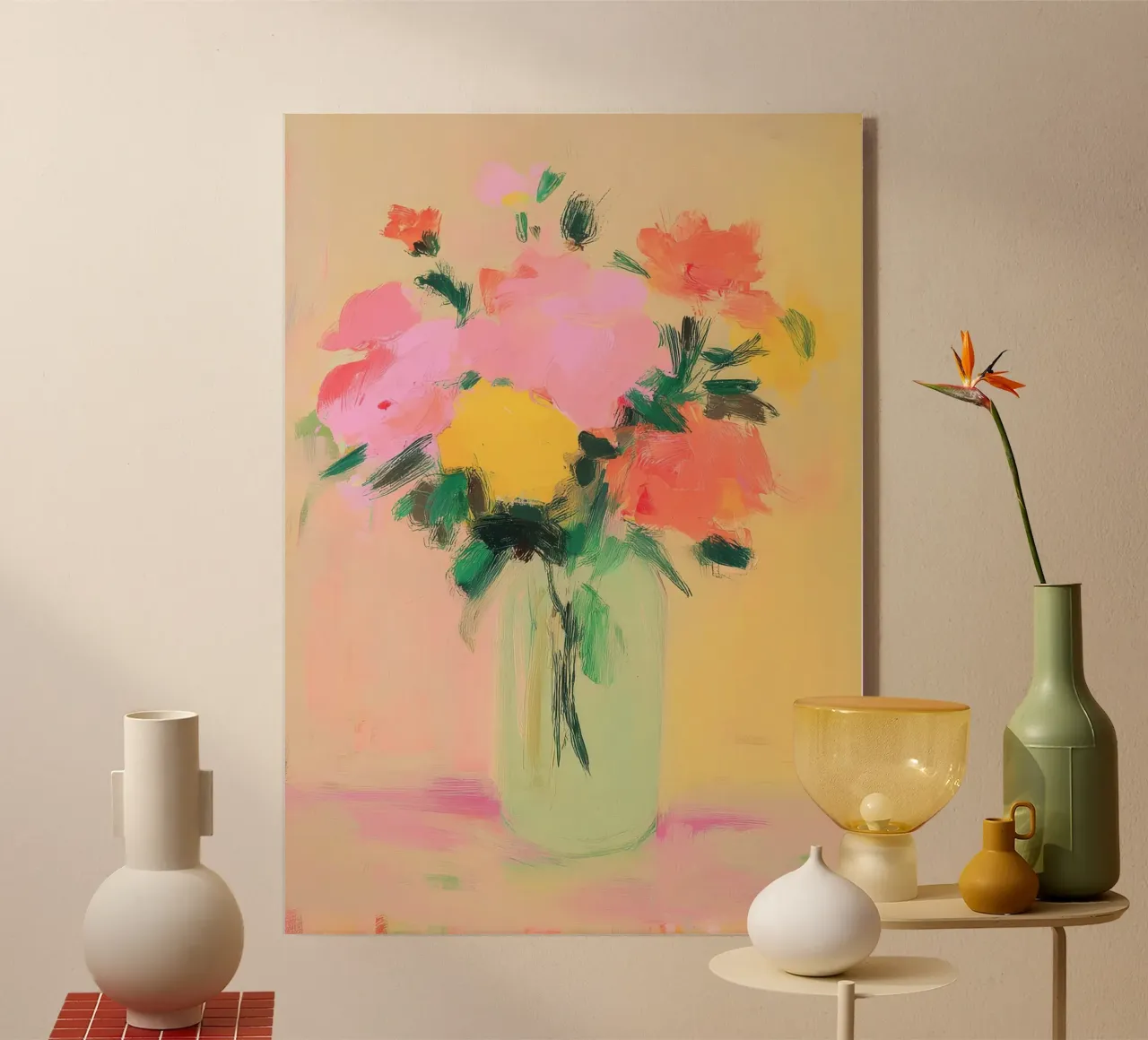 Fiori colorati in un vaso verde chiaro plexiglass da Bright Horizons