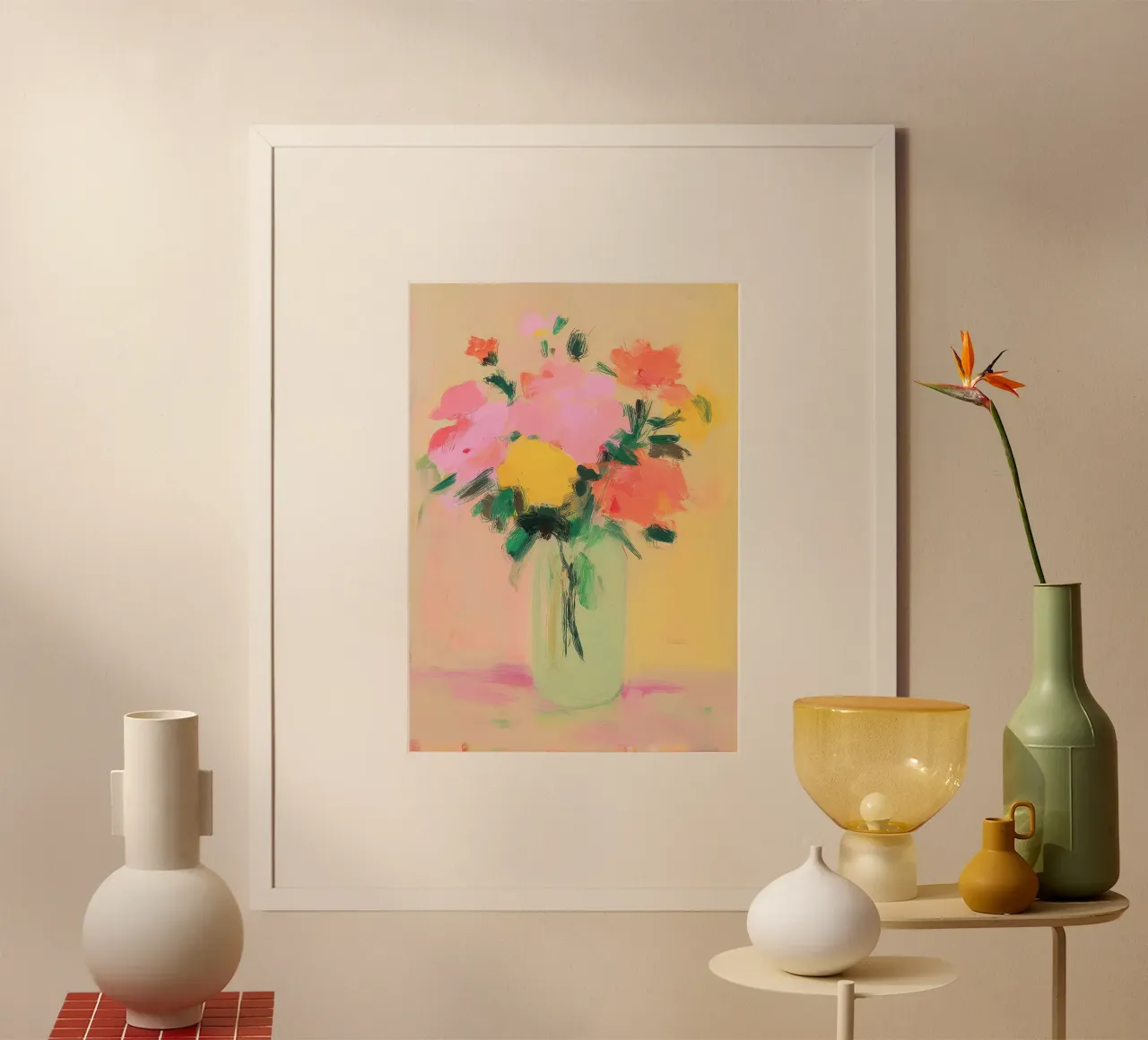 Fiori colorati in un vaso verde chiaro poster da Bright Horizons