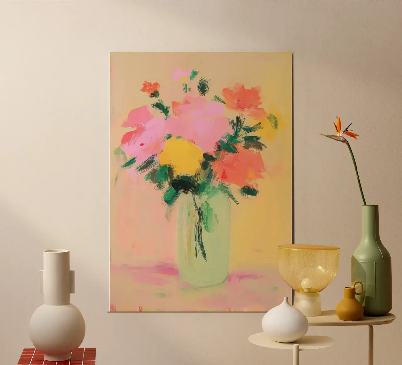 Fiori colorati in un vaso verde chiaro poster da Bright Horizons