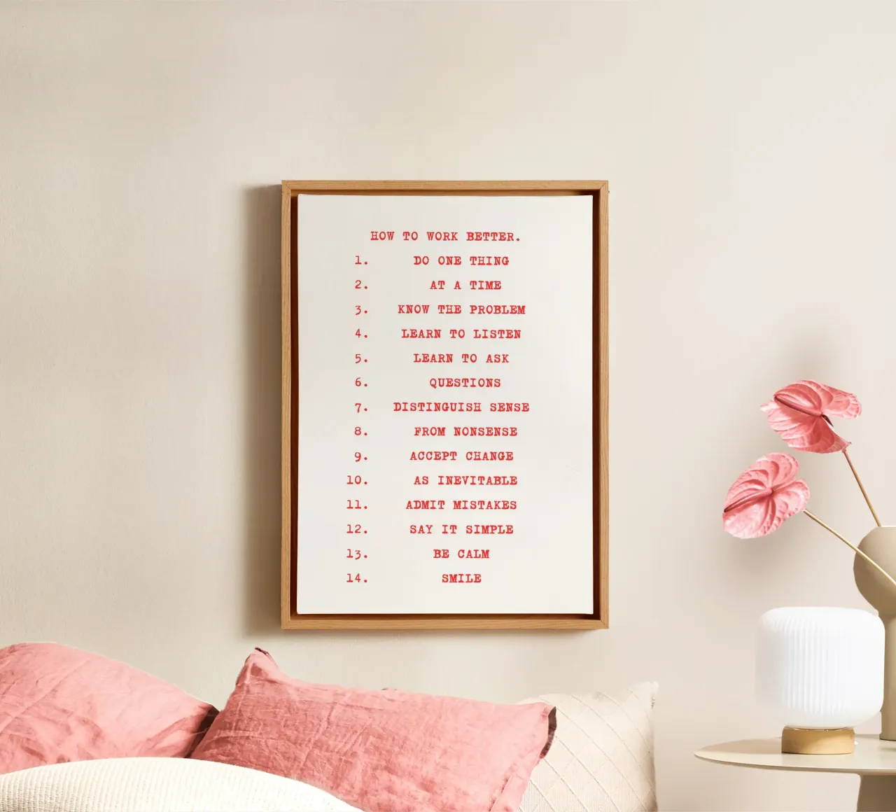 How to Work Better - Red Text tela da vintageshop