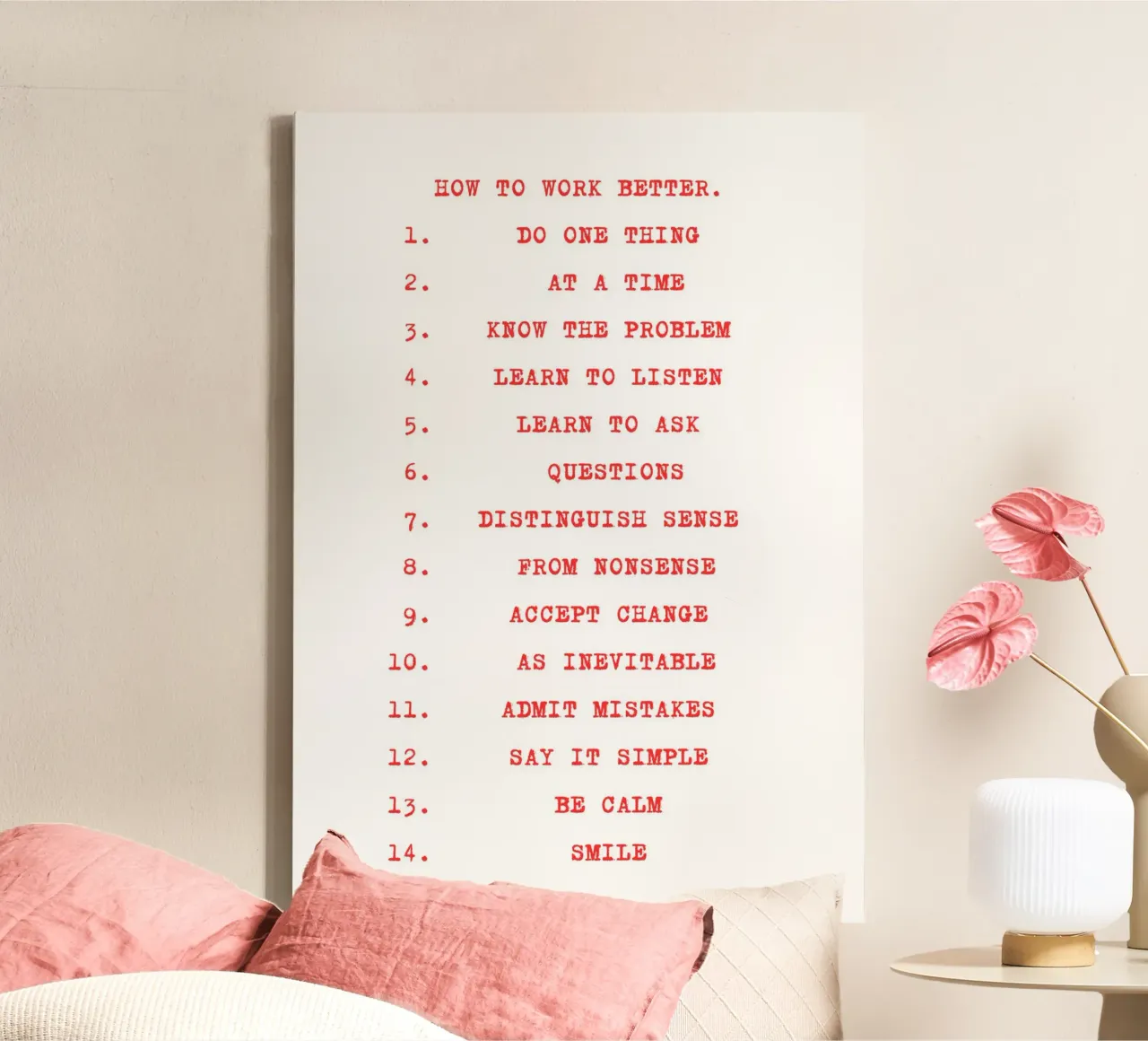 How to Work Better - Red Text tela da vintageshop