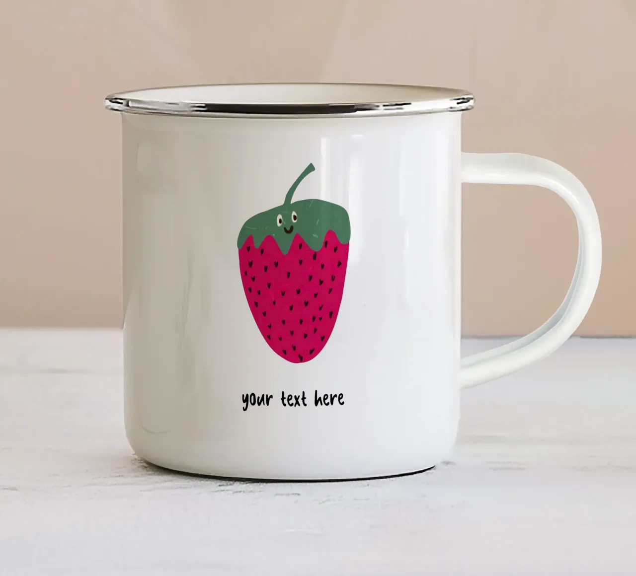 Personalisierbares Design "Erdbeere" tazza in smalto da Illustration Raissa Oltmanns