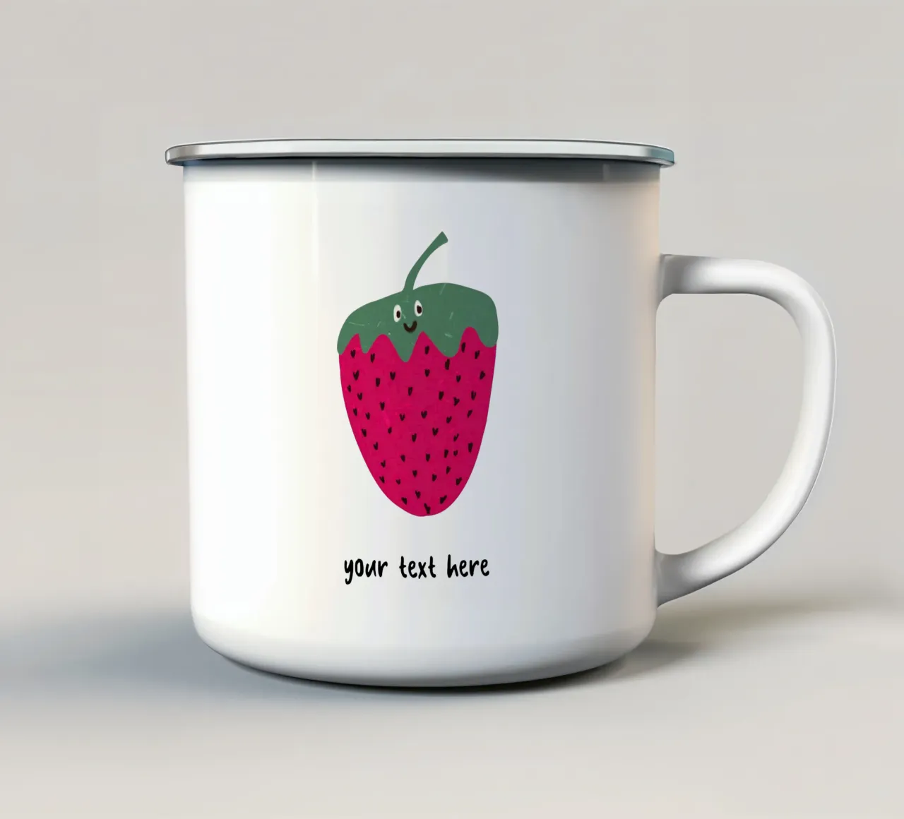 Personalisierbares Design "Erdbeere" tazza in smalto da Illustration Raissa Oltmanns