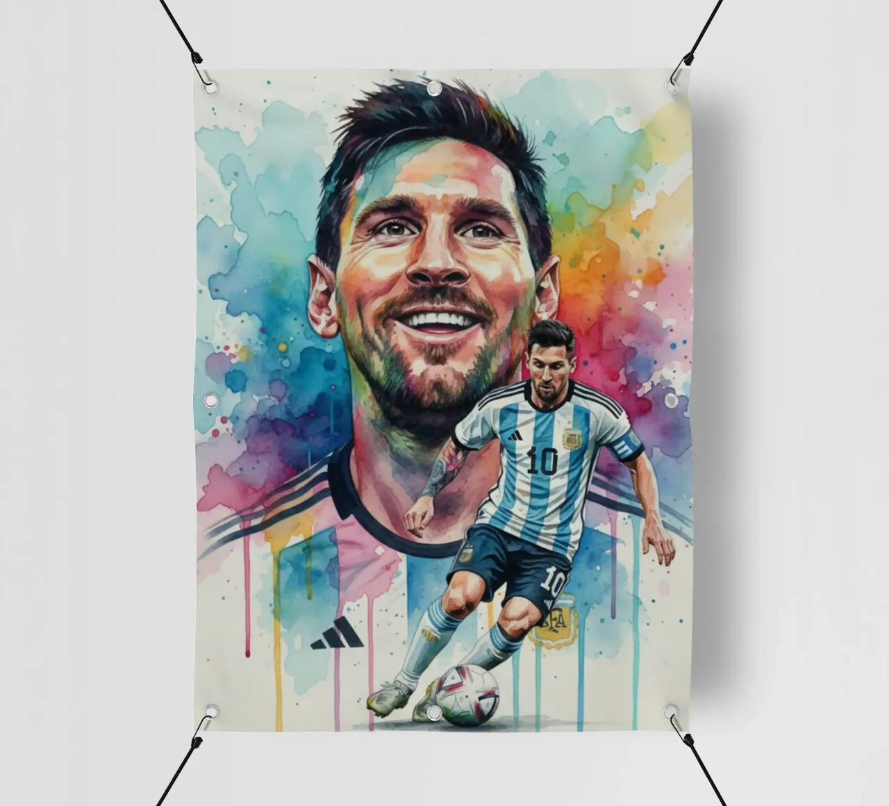 Lionel Messi acquerello #4 telo in pvc da Kalis