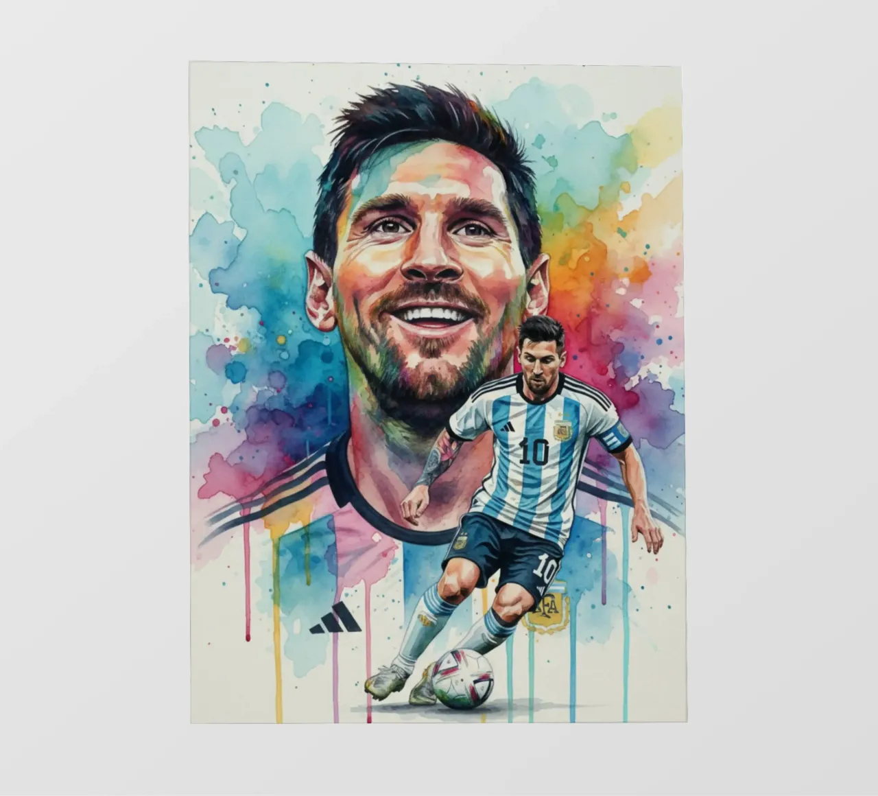 Lionel Messi acquerello #4 telo in pvc da Kalis