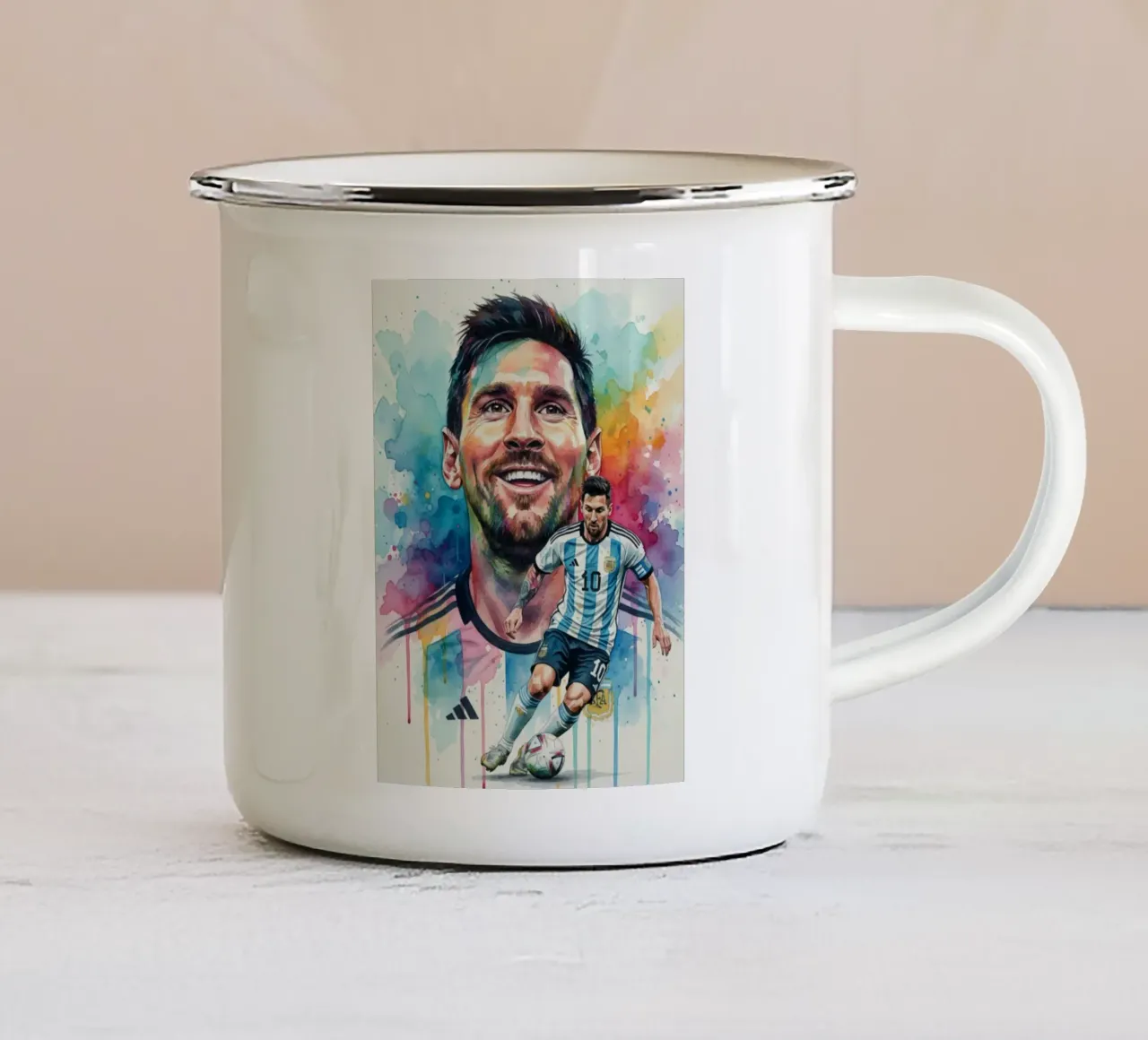 Lionel Messi acquerello #4 tazza in smalto da Kalis