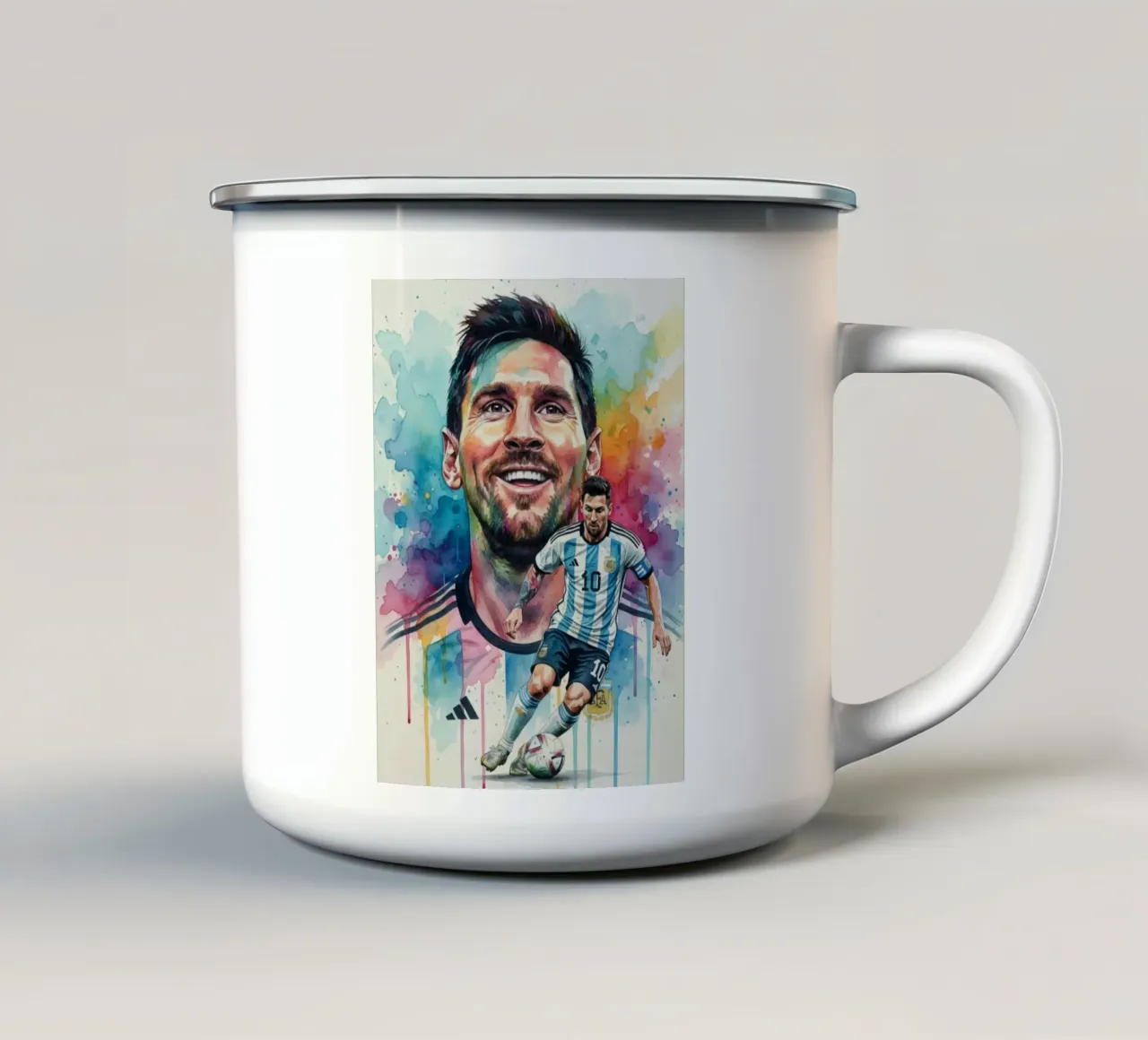 Lionel Messi acquerello #4 tazza in smalto da Kalis