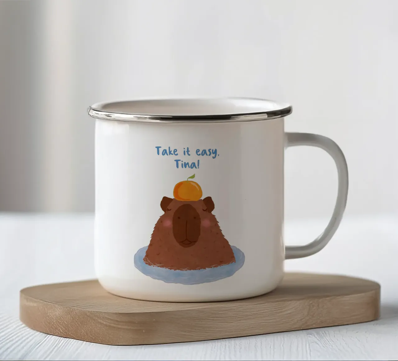 Design personalizzabile "Capybara tazza in smalto da Illustration Raissa Oltmanns