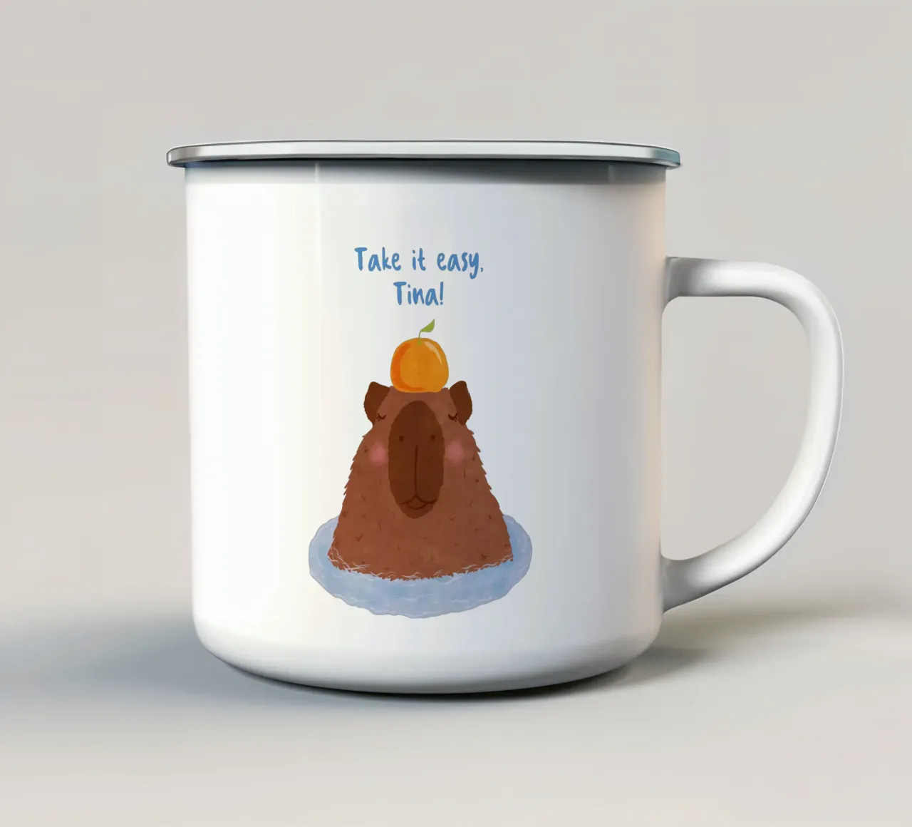 Design personalizzabile "Capybara tazza in smalto da Illustration Raissa Oltmanns