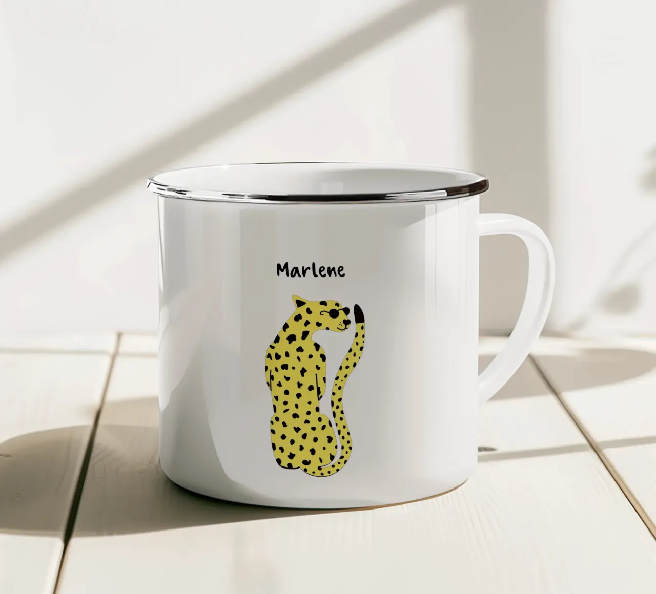 Leopardo personalizzabile tazza in smalto da Illustration Raissa Oltmanns